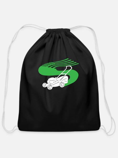 Lawn Mower - Cotton Drawstring Bag - black