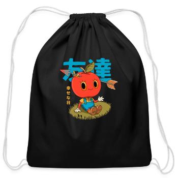Apple boy - Cotton Drawstring Bag - black - Front