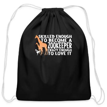 Skilled Zookeeper Gift - Cotton Drawstring Bag - black - Front