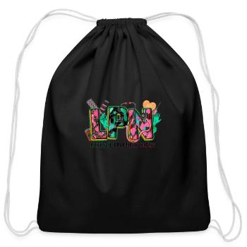 licensed practical nurse - Cotton Drawstring Bag - black - Front