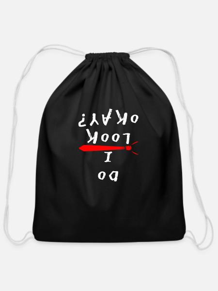 Do I Look Okay - Cotton Drawstring Bag - black