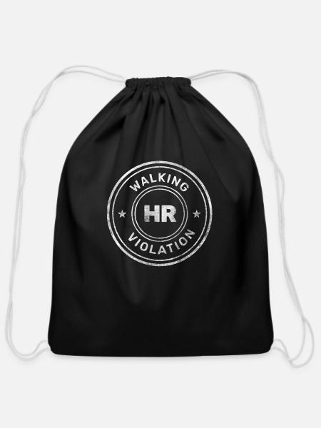Walking HR Violation - Cotton Drawstring Bag - black