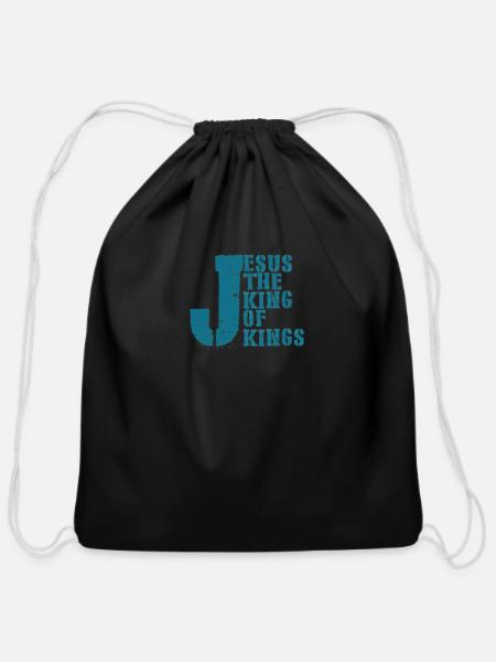 jesus the king of kings - Cotton Drawstring Bag - black