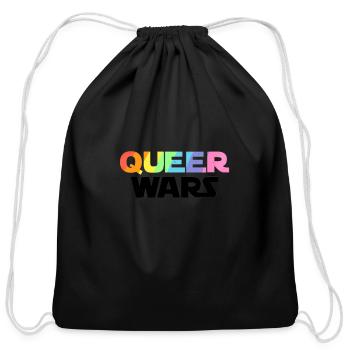 queer wars for light - Cotton Drawstring Bag - black - Front