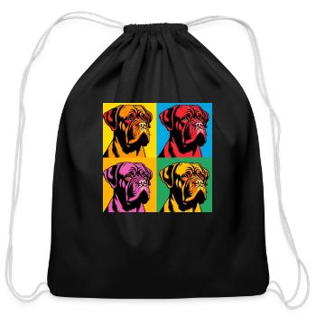 Pop Dogue de Bordeaux Dog Portrait - Pet Portrait - Cotton Drawstring Bag - black - Front