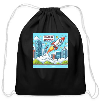 Make it happen - Cotton Drawstring Bag - black - Front
