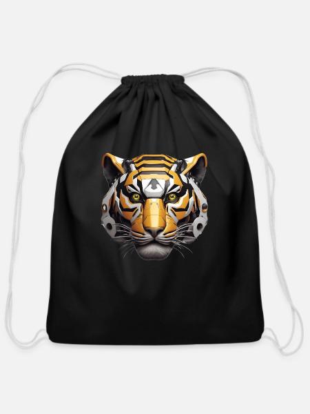 Tiger's face - Cotton Drawstring Bag - black