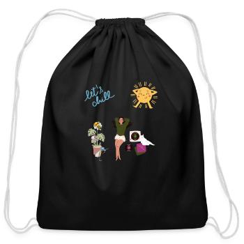 "Let's Chill -Funny gifts -Perfect for Lazy Days" - Cotton Drawstring Bag - black - Front