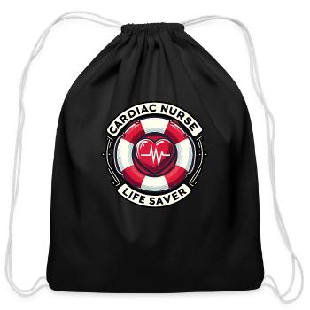 Cardiac Nurse Life Saver - Cotton Drawstring Bag - black - Front