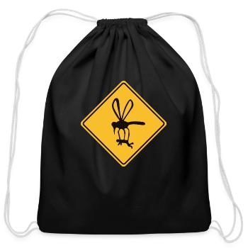 Giant Mosquito Site - Weird Road Sign - Cotton Drawstring Bag - black - Front
