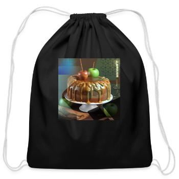 Decadent Caramel Apple Cake - Cotton Drawstring Bag - black - Front