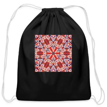 watercolor red white blue gold stars mandala - Cotton Drawstring Bag - black - Front
