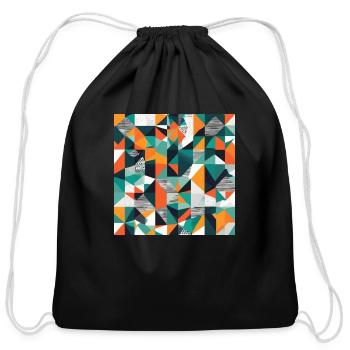 Minimalist Geometric Design with Depth Illusion - Cotton Drawstring Bag - black - Front
