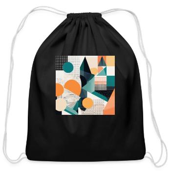 Minimalist Geometric Design with Depth Illusion - Cotton Drawstring Bag - black - Front