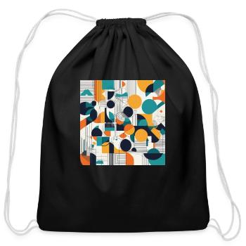 Minimalist Geometric Design with Depth Illusion - Cotton Drawstring Bag - black - Front