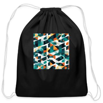 Minimalist Geometric Design with Depth Illusion - Cotton Drawstring Bag - black - Front