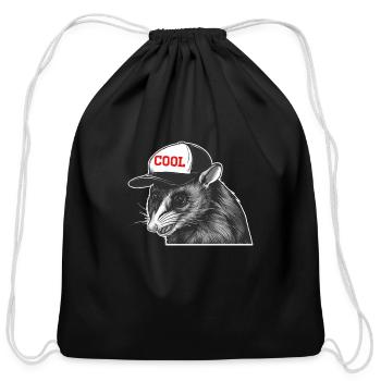Adopt A Cat - Cotton Drawstring Bag - black - Front