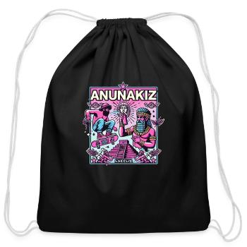 Anunakiz Mesopotamian Skaters & Anunnaki Enki - Cotton Drawstring Bag - black - Front