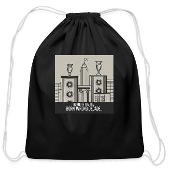 Born in the Wrong Decade - Cotton Drawstring Bag - black - Front