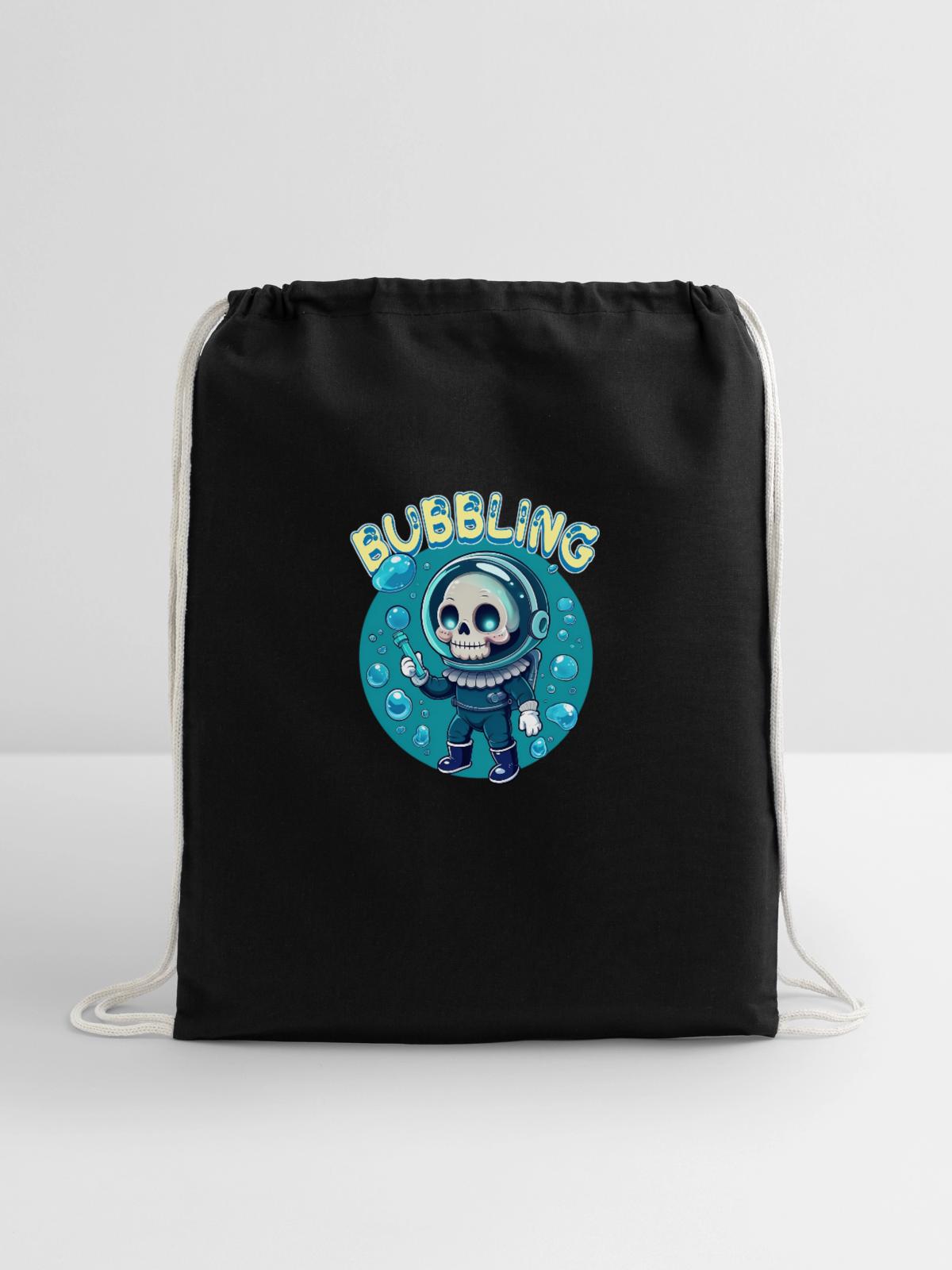 bubbling - Cotton Drawstring Bag - black - Front