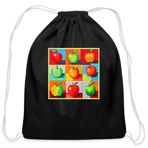 Colorful Apple Grid - Cotton Drawstring Bag