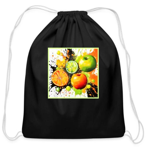 Apple and Citrus Burst - Cotton Drawstring Bag