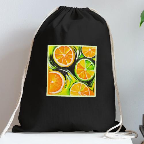 Vibrant Citrus Painting - Cotton Drawstring Bag
