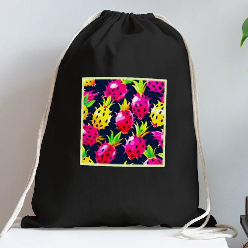 Tropical Dragon Fruit Fiesta - Cotton Drawstring Bag
