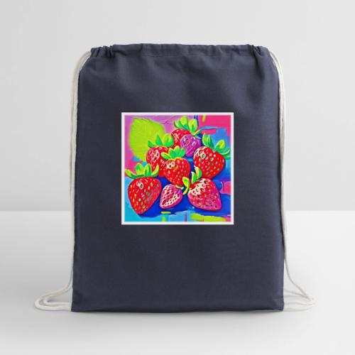 Pop Art Strawberries - Cotton Drawstring Bag