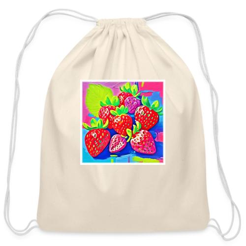 Pop Art Strawberries - Cotton Drawstring Bag