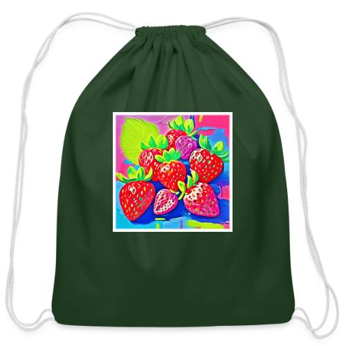 Pop Art Strawberries - Cotton Drawstring Bag