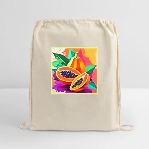 Sliced Papaya Pop Art - Cotton Drawstring Bag