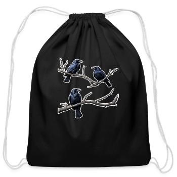 Raven Black Birds - Cotton Drawstring Bag - black - Front