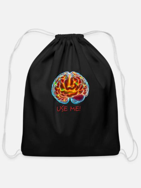 Use Me - Activate Your Brain Now - Cotton Drawstring Bag - black