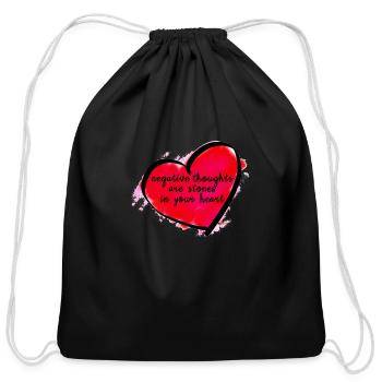 Stones in your Heart - Inspire Quote - Cotton Drawstring Bag - black - Front