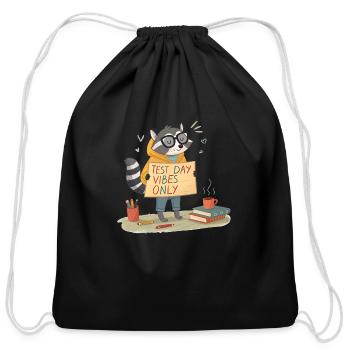 Test day vibes only - Cotton Drawstring Bag - black - Front