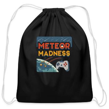 Meteor Madness Vintage Arcade Game Tee - Cotton Drawstring Bag - black - Front
