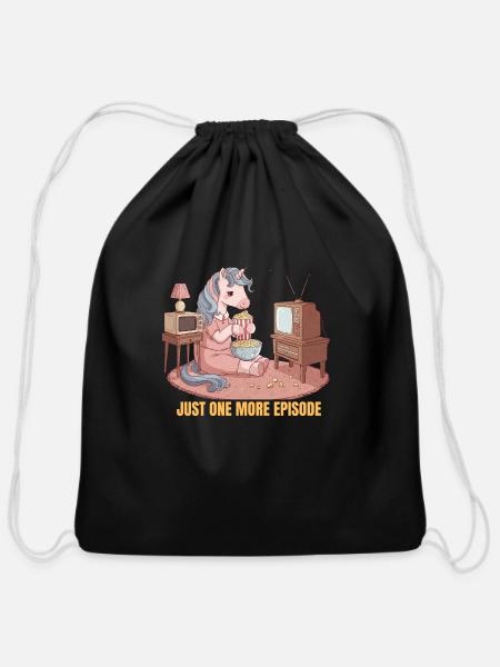 Fashionable Unicorn's Reality TV Binge - Cotton Drawstring Bag - black