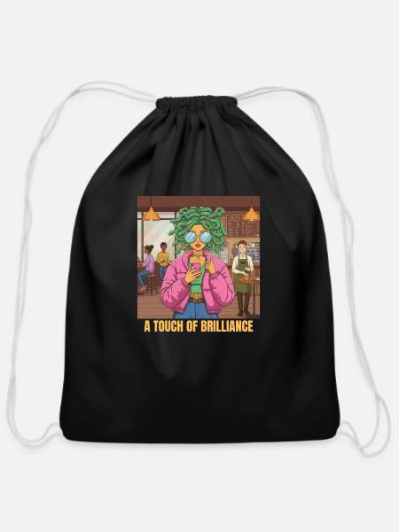 Caffeine and Curses - Cotton Drawstring Bag - black