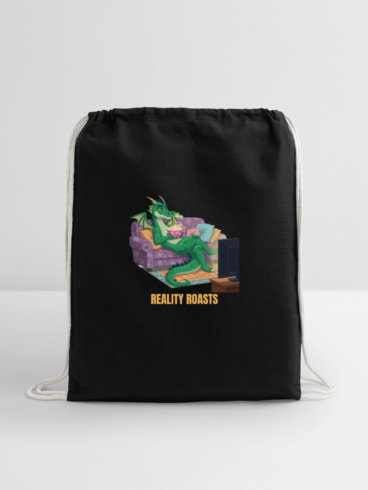 Reality Roasts - Cotton Drawstring Bag - black - Front
