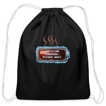 Caffeine Loading... Pixel Coffee Tee - Cotton Drawstring Bag - black - Front