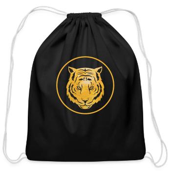 Vintage-style design featuring a tiger head - Cotton Drawstring Bag - black - Front