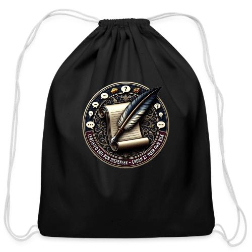 Certified Dad Pun Dispenser T Shirt - Cotton Drawstring Bag
