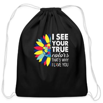 I See Your True Colors T-Shirt - Cotton Drawstring Bag - black - Front