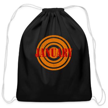 January Red Word - Cotton Drawstring Bag - black - Front