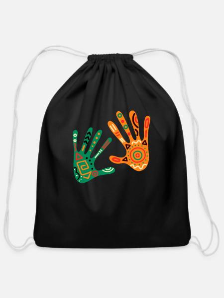 Hands tee - Cotton Drawstring Bag - black