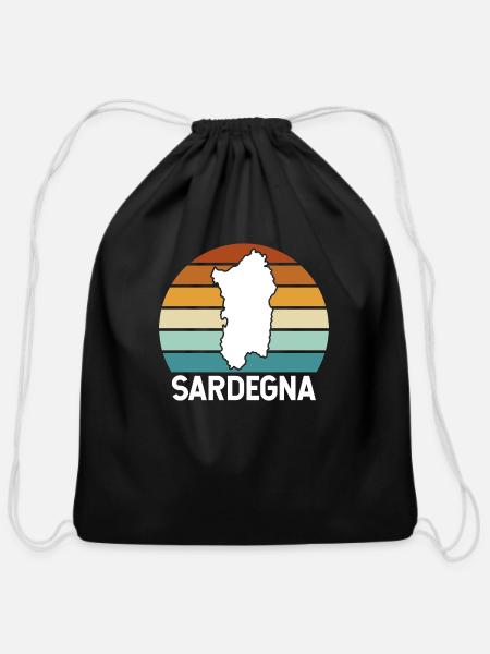 retro sardegna - Cotton Drawstring Bag - black
