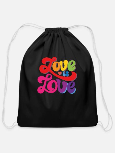 LOVE - Cotton Drawstring Bag - black