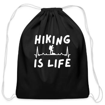 Hiking is Life - Cotton Drawstring Bag - black - Front
