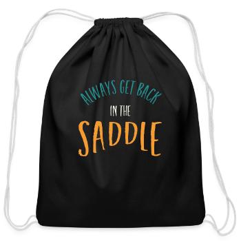 Equestrian Always Get Back In The Saddle - Cotton Drawstring Bag - black - Front